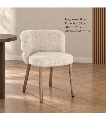 Sedia con braccioli Ilma lucente/rovere – con rivestimento in poliestere dimensioni e misure