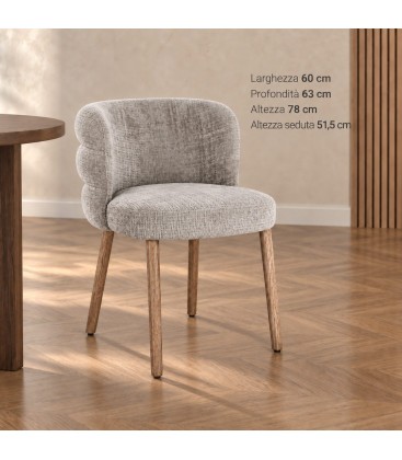 Sedia con braccioli Ilma cenere/rovere – con rivestimento in poliestere dimensioni e misure