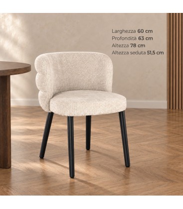 Sedia con braccioli Ilma lucente/ardesia – con rivestimento in poliestere dimensioni e misure