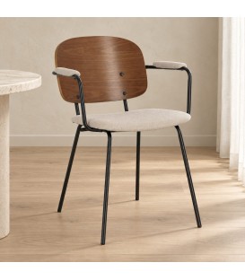 Sedia con braccioli Sienna beige – con rivestimento in poliestere ambientato