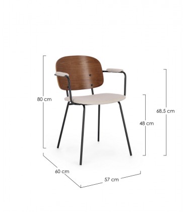 Sedia con braccioli Sienna beige – con rivestimento in poliestere dimensioni e misure