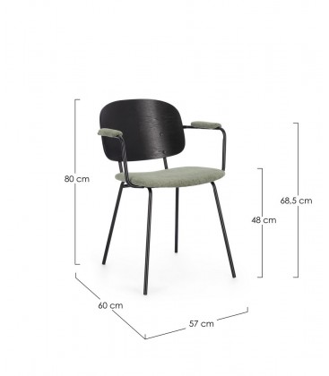 Sedia con braccioli Sienna verde – con rivestimento in poliestere dimensioni e misure