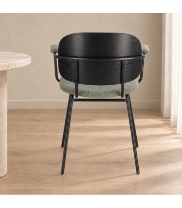 Sedia con braccioli Sienna verde – con rivestimento in poliestere vista da un altra angolazione