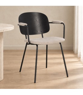 Sedia con braccioli Sienna natural – con rivestimento in poliestere ambientato