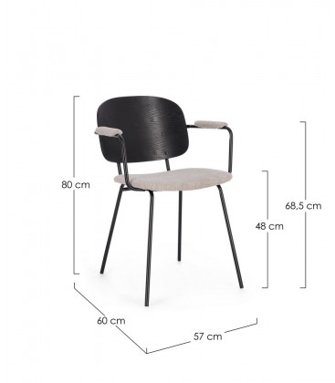 Sedia con braccioli Sienna natural – con rivestimento in poliestere dimensioni e misure