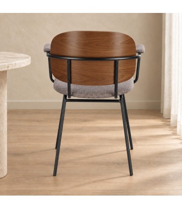 Sedia con braccioli Sienna grigio – con rivestimento in poliestere vista da un altra angolazione