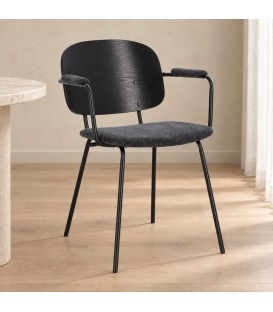Sedia con braccioli Sienna grigio scuro – con rivestimento in poliestere ambientato
