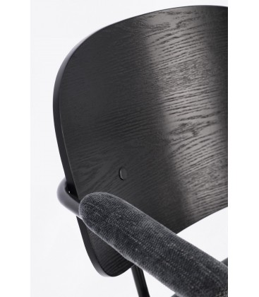 Dettaglio materiali e finiture di Sedia con braccioli Sienna grigio scuro – con rivestimento in poliestere