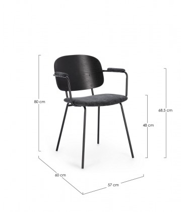 Sedia con braccioli Sienna grigio scuro – con rivestimento in poliestere dimensioni e misure