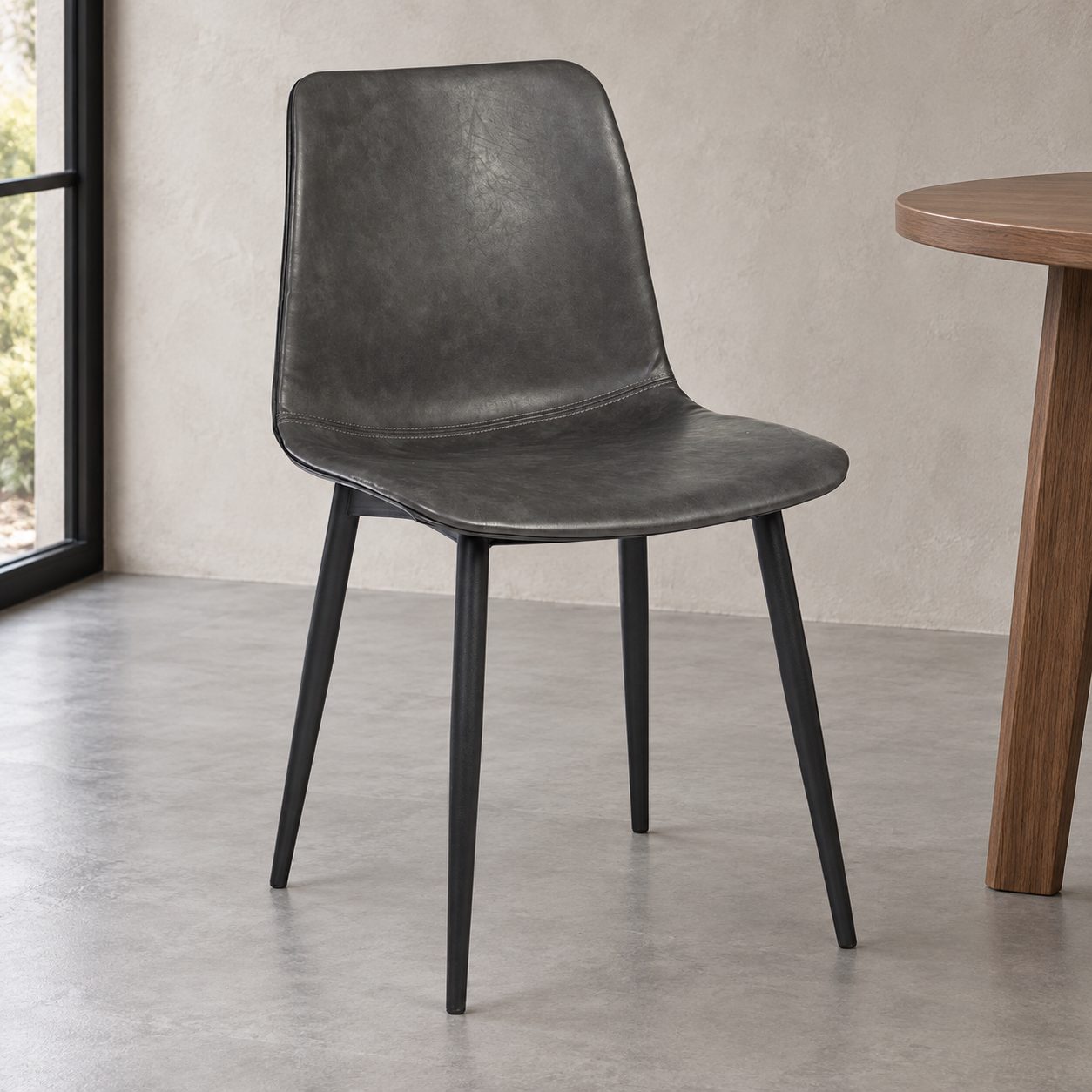 Sedia Kyra PU antracite vintage – con rivestimento in poliestere