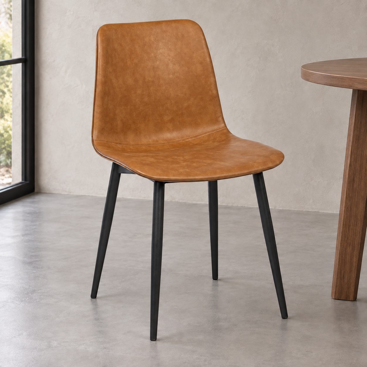 Sedia Kyra PU cuoio vintage – con rivestimento in poliestere