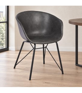 Sedia Warhol PU antracite vintage – con rivestimento in poliestere ambientato