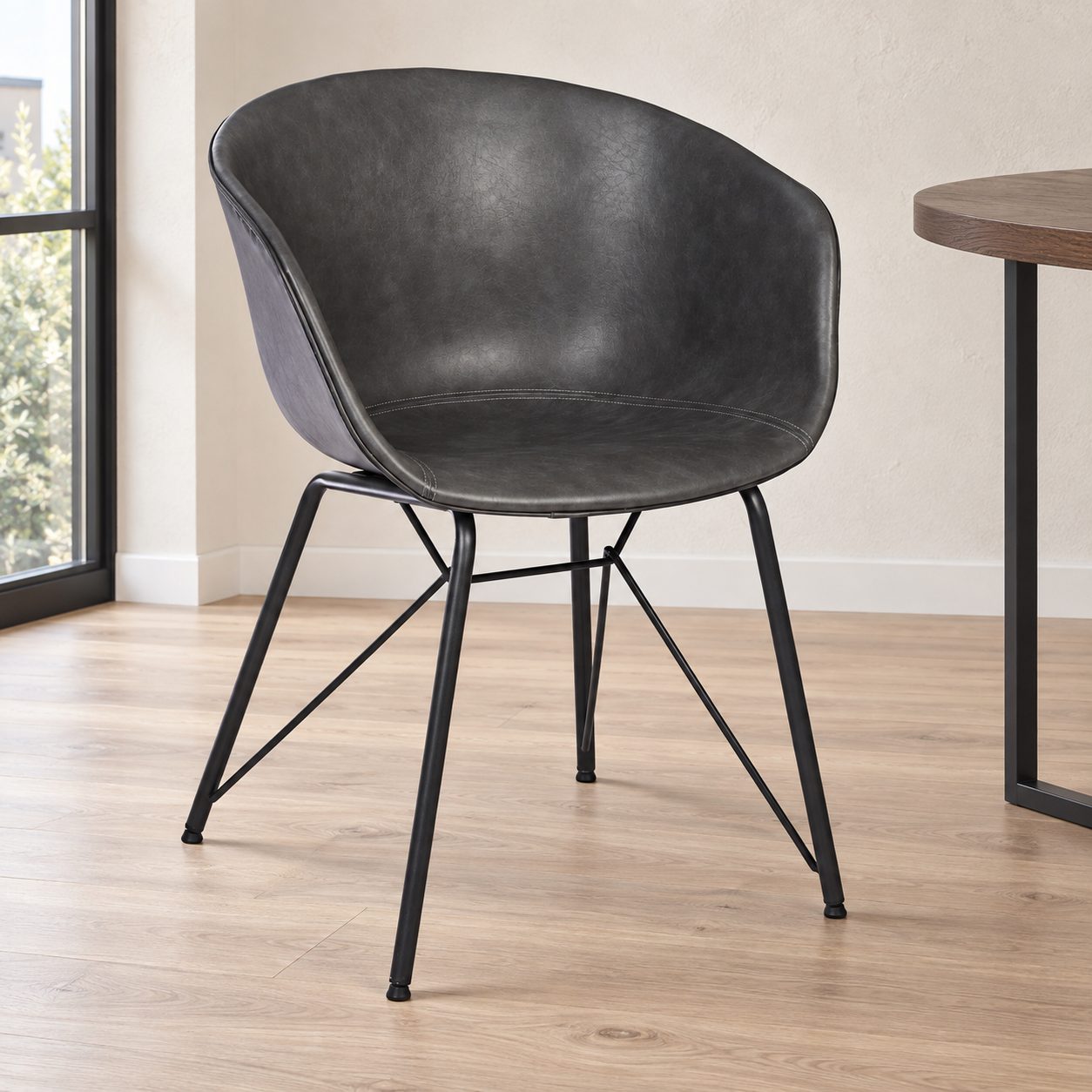 Sedia Warhol PU antracite vintage – con rivestimento in poliestere ambientato