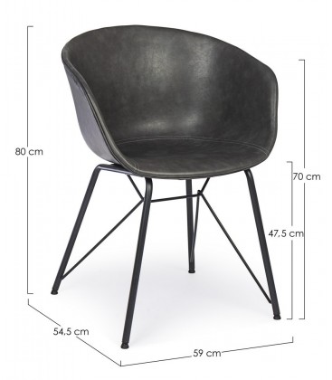 Sedia Warhol PU antracite vintage – con rivestimento in poliestere dimensioni e misure