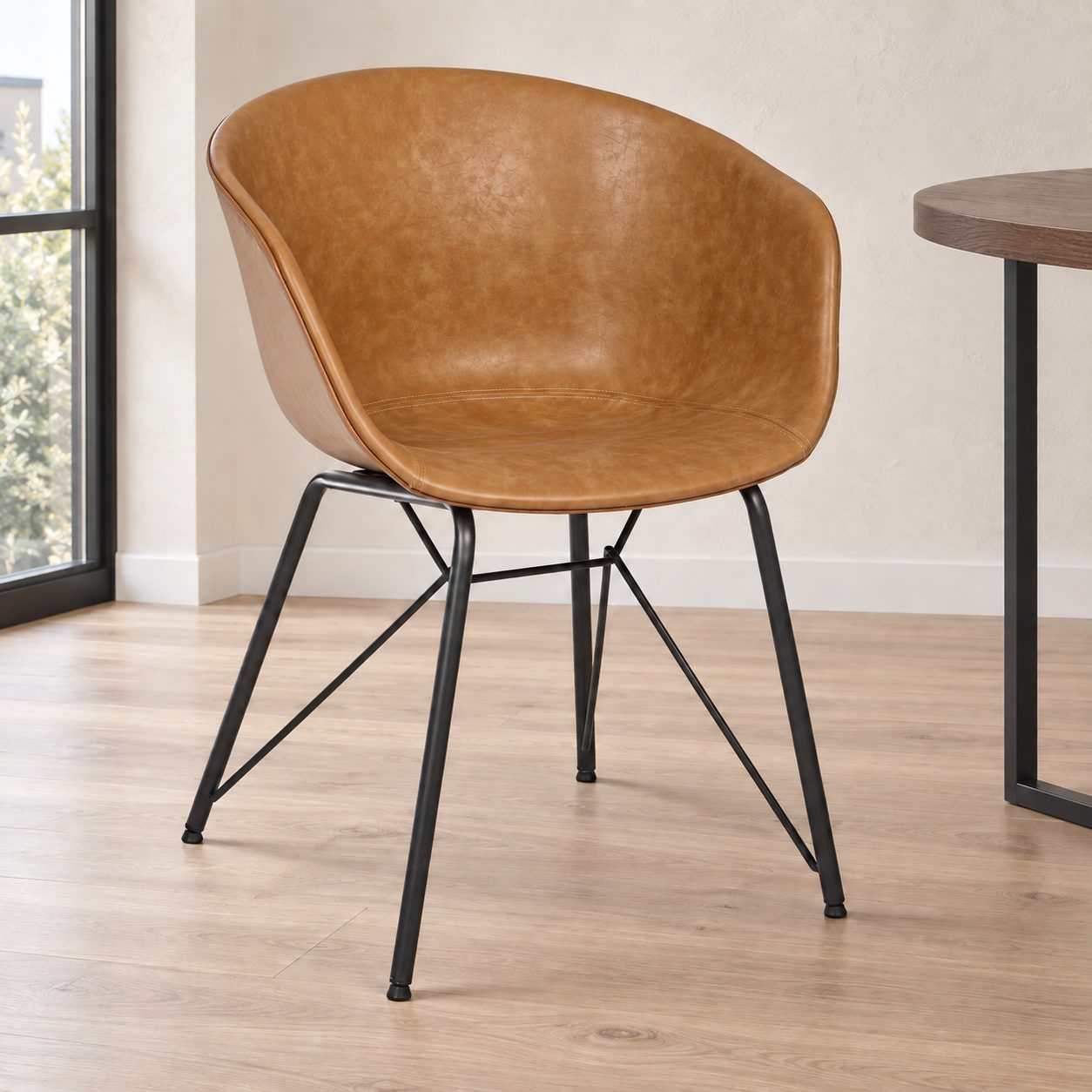 Sedia Warhol PU cuoio vintage – con rivestimento in poliestere ambientato