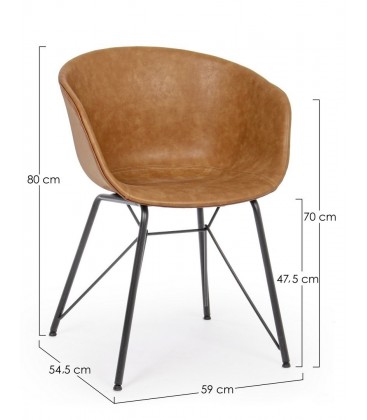 Sedia Warhol PU cuoio vintage – con rivestimento in poliestere dimensioni e misure