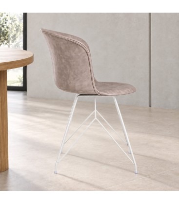 Sedia Loft bianco PU beige vintage – con elementi in polipropilene