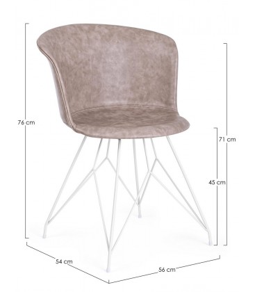 Sedia Loft bianco PU beige vintage – con elementi in polipropilene