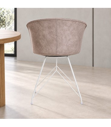Sedia Loft bianco PU beige vintage – con elementi in polipropilene