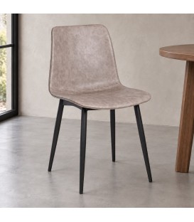 Sedia Kyra nero PU beige vintage – con rivestimento in poliestere