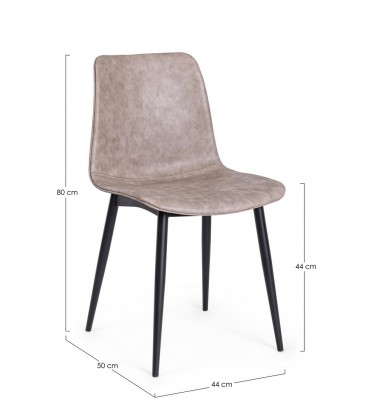 Sedia Kyra nero PU beige vintage – con rivestimento in poliestere