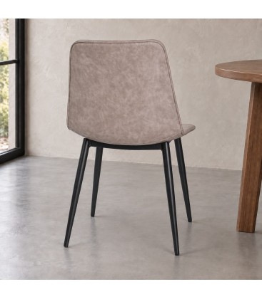 Sedia Kyra nero PU beige vintage – con rivestimento in poliestere