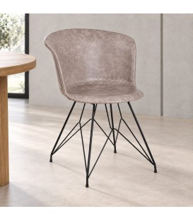 Sedia Loft nero PU beige vintage – con elementi in polipropilene
