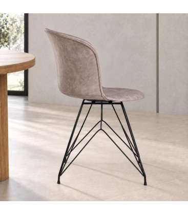 Sedia Loft nero PU beige vintage – con elementi in polipropilene