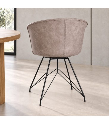 Sedia Loft nero PU beige vintage – con elementi in polipropilene