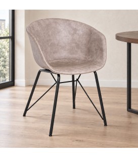 Sedia Warhol nero PU beige vintage – con elementi in polipropilene ambientato