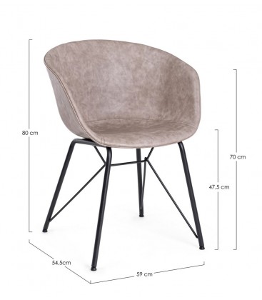 Sedia Warhol nero PU beige vintage – con elementi in polipropilene dimensioni e misure