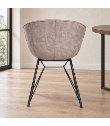 Sedia Warhol nero PU beige vintage – con elementi in polipropilene vista da un altra angolazione