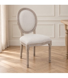 Sedia Mathilde naturale – con rivestimento in tessuto ambientato