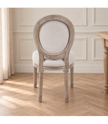 Sedia Mathilde naturale – con rivestimento in tessuto vista da un altra angolazione