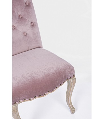 Dettaglio materiali e finiture di Sedia Diva woodrose – con rivestimento effetto velluto