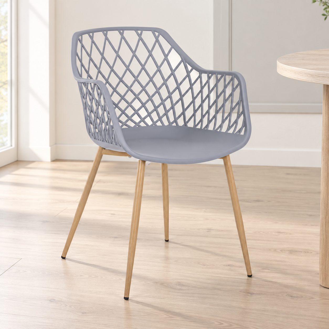Sedia Optik grigio – con gambe in acciaio
