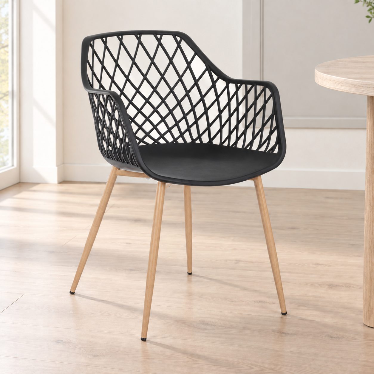 Sedia Optik nero – con gambe in acciaio