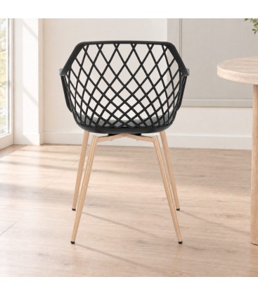 Sedia Optik nero – con gambe in acciaio