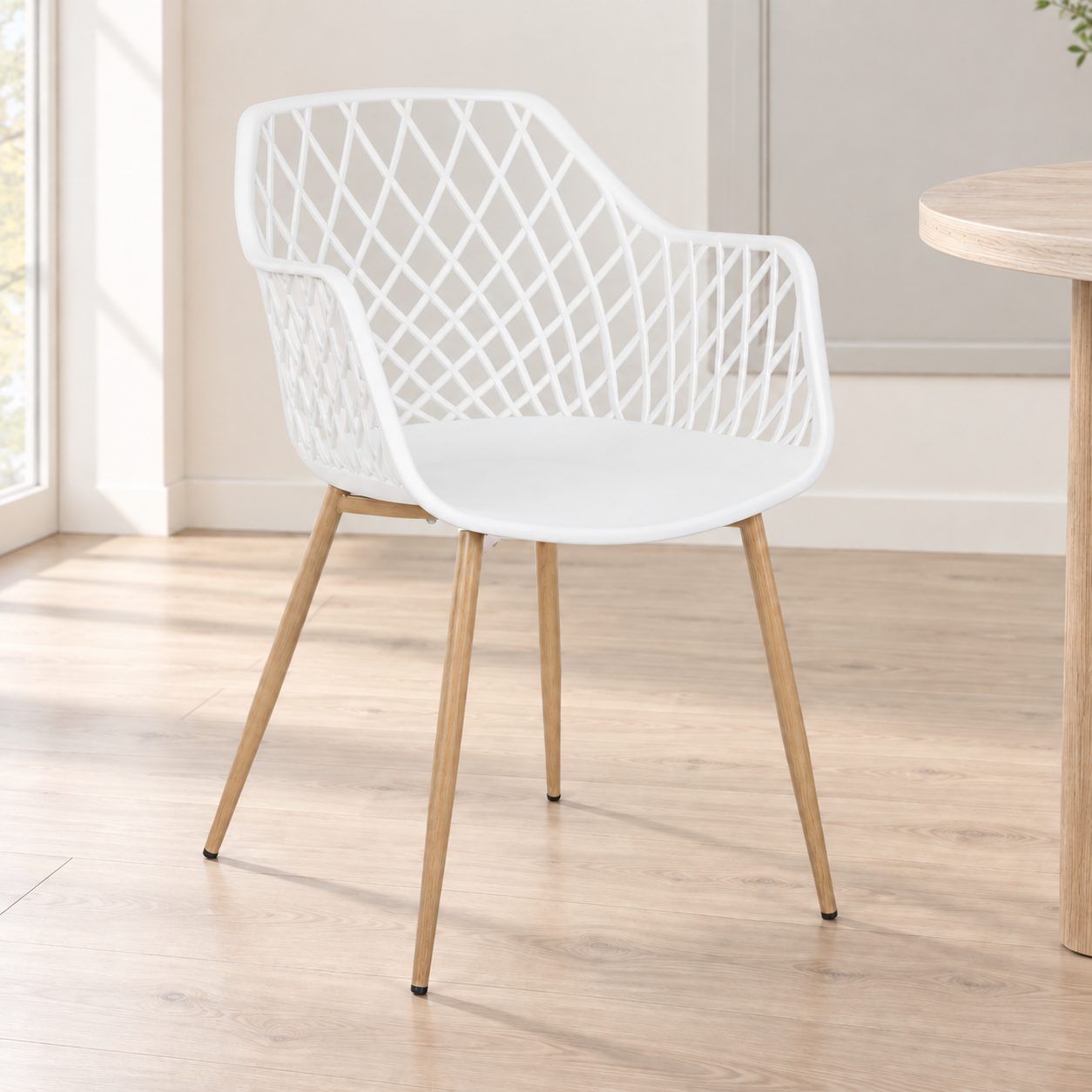 Sedia Optik bianco – con gambe in acciaio