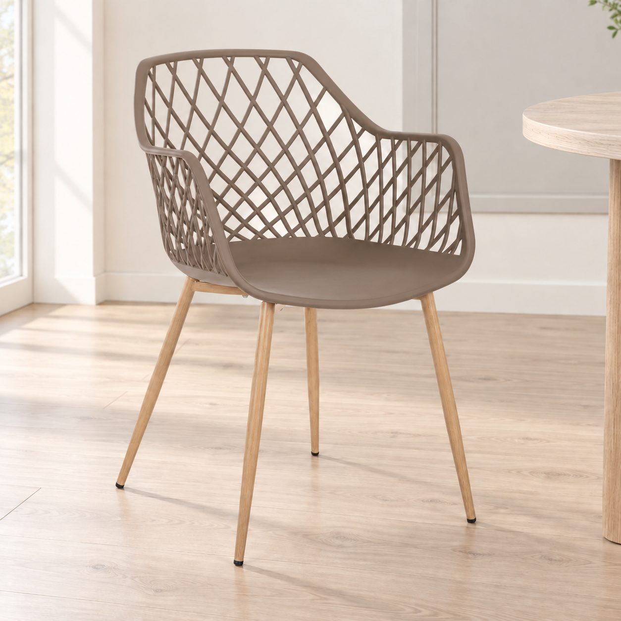 Sedia Optik tortora – con gambe in acciaio
