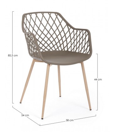 Sedia Optik tortora – con gambe in acciaio