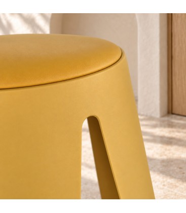 Sgabello Imogen Ø37a - 47h - Senape - dettaglio materiali e finiture