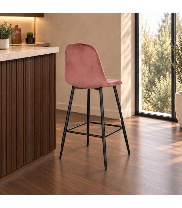 Sgabello bar New Irelia 44a - 53b - 112h - 75h1 - Nero / velluto rosa - vista ambientata alternativa