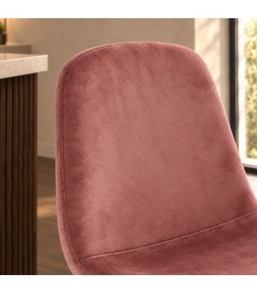 Sgabello bar New Irelia 44a - 53b - 112h - 75h1 - Nero / velluto rosa - dettaglio materiali e finiture