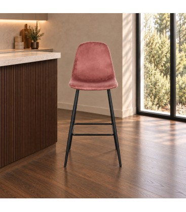 Sgabello bar New Irelia 44a - 53b - 112h - 75h1 - Nero / velluto rosa - vista aggiuntiva
