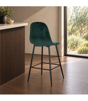 Sgabello bar New Irelia 44a - 53b - 112h - 75h1 - Nero / velluto verde scuro - vista ambientata alternativa