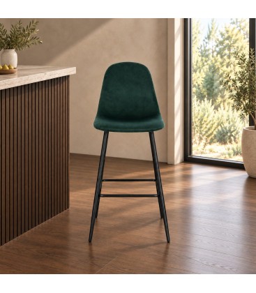 Sgabello bar New Irelia 44a - 53b - 112h - 75h1 - Nero / velluto verde scuro - vista aggiuntiva