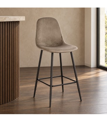 Sgabello bar New Irelia 44a - 53b - 112h - 75h1 - Nero / velluto tortora - vista ambientata principale