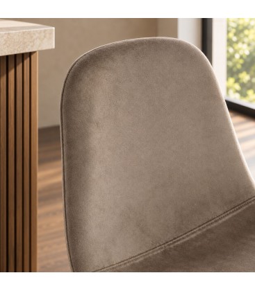 Sgabello bar New Irelia 44a - 53b - 112h - 75h1 - Nero / velluto tortora - dettaglio materiali e finiture