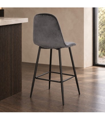 Sgabello bar New Irelia 44a - 53b - 112h - 75h1 - Nero / velluto grigio scuro - vista ambientata alternativa